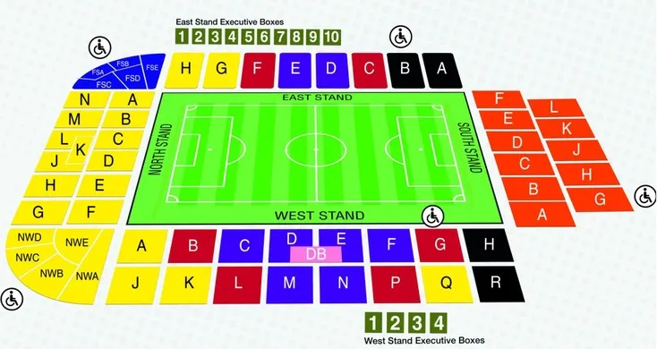 Sơ đồ bố trí chỗ ngồi tại sân The Valley của Charlton Athletic