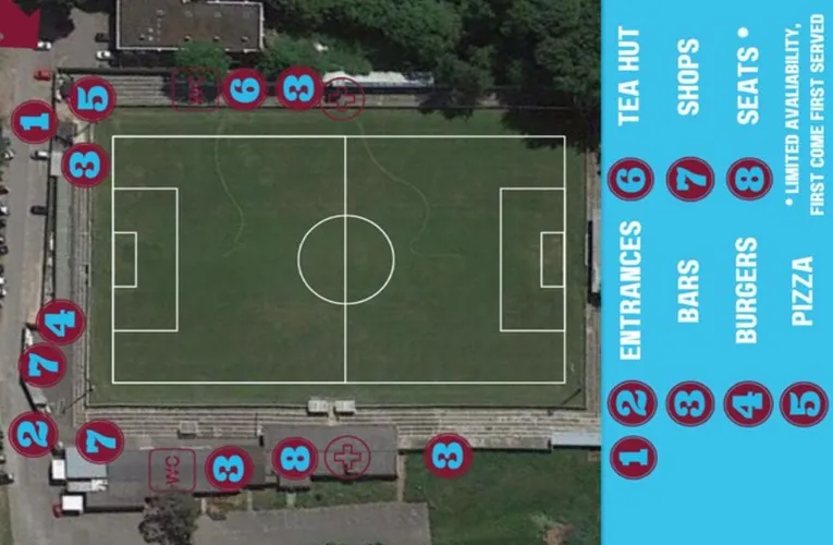 Sơ đồ bố trí tổng thể sân vận động The Meadow Chesham United