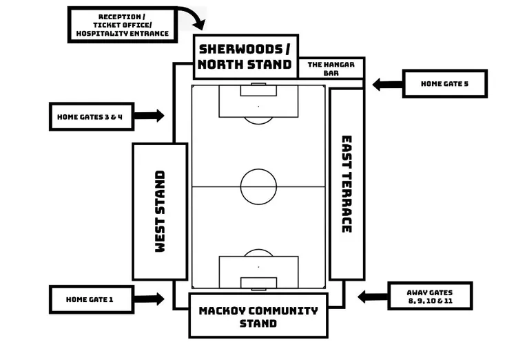 Sơ đồ chỗ ngồi chi tiết của Silverlake Stadium, Eastleigh FC