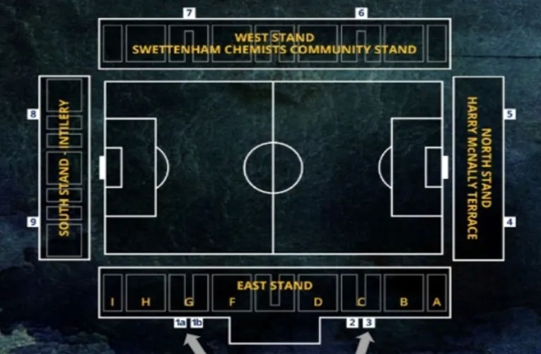 Sơ đồ chỗ ngồi sân Deva Stadium, hướng dẫn vị trí khán giả tại Chester FC