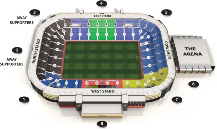 Sơ đồ tổng thể của sân vận động Stadium MK, hiển thị các khu vực chỗ ngồi
