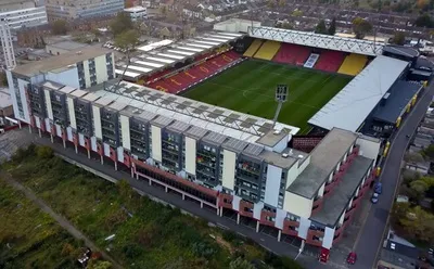 Toàn cảnh sân vận động Vicarage Road từ trên cao, sân nhà của Watford FC