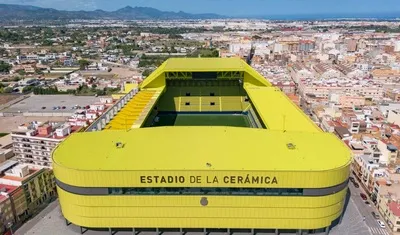 Toàn cảnh trên không sân Estadio de la Cerámica, pháo đài của Villarreal CF