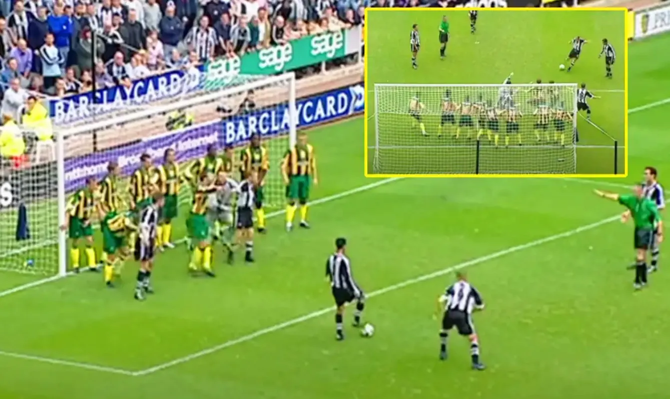 Pha ghi bàn của Alan Shearer bắt nguồn từ đá phạt gián tiếp, thể hiện ý đồ chiến thuật phối hợp chuẩn xác trong vòng cấm