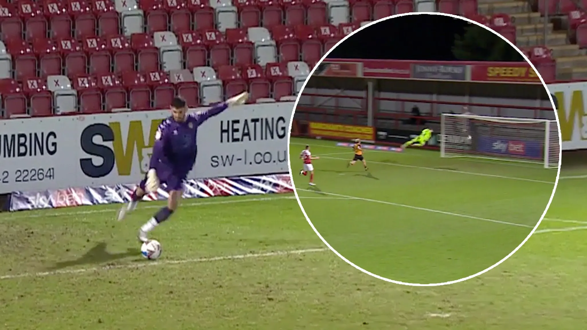 Tom King ghi bàn từ phát bóng lên ở khoảng cách gần 96m, ví dụ điển hình cho khả năng ghi bàn trực tiếp