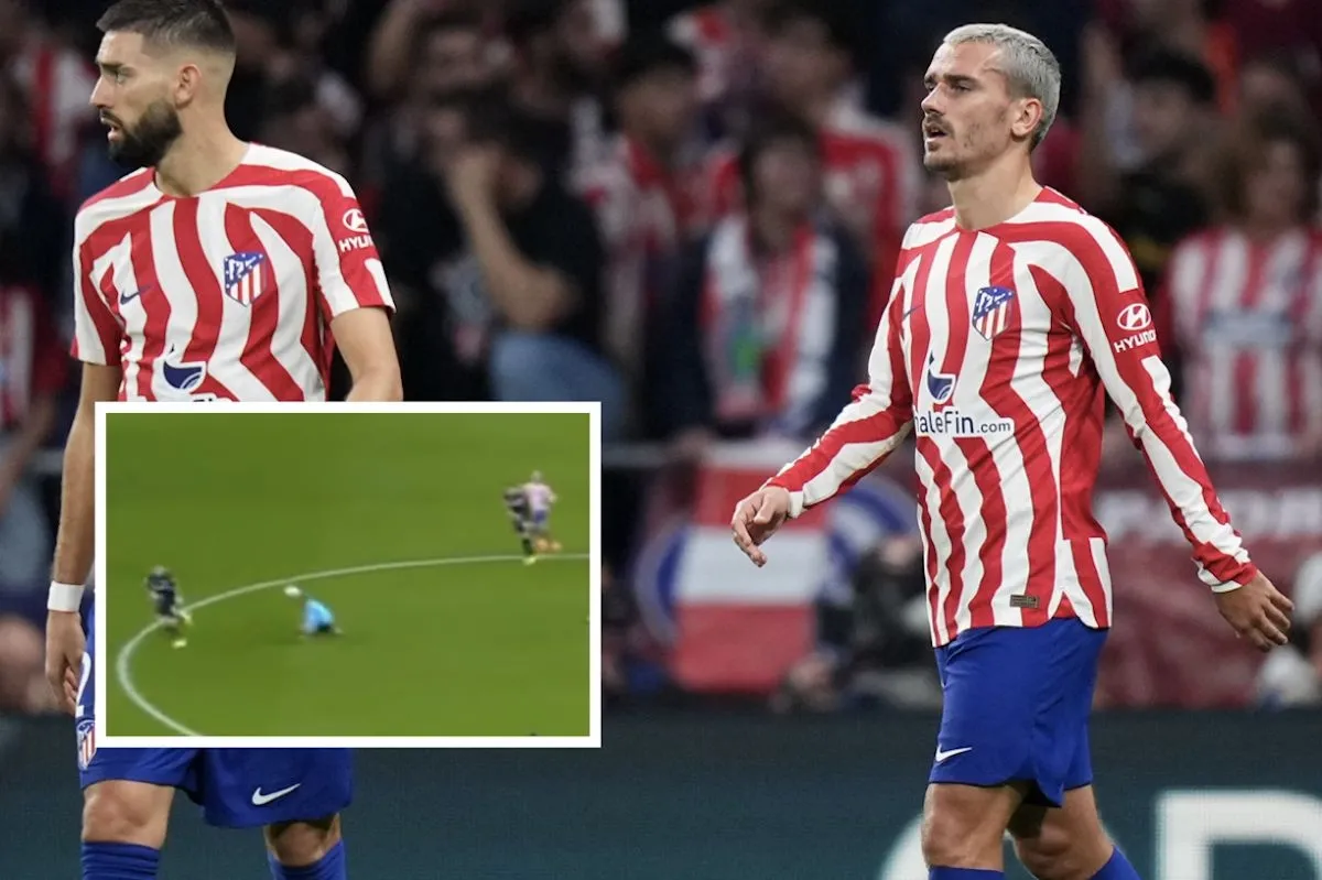 Ví dụ khác: Antoine Griezmann làm chậm trận và trọng tài thực hiện thả bóng trong trận Atletico vs Leverkusen (Champions League 2022/23).