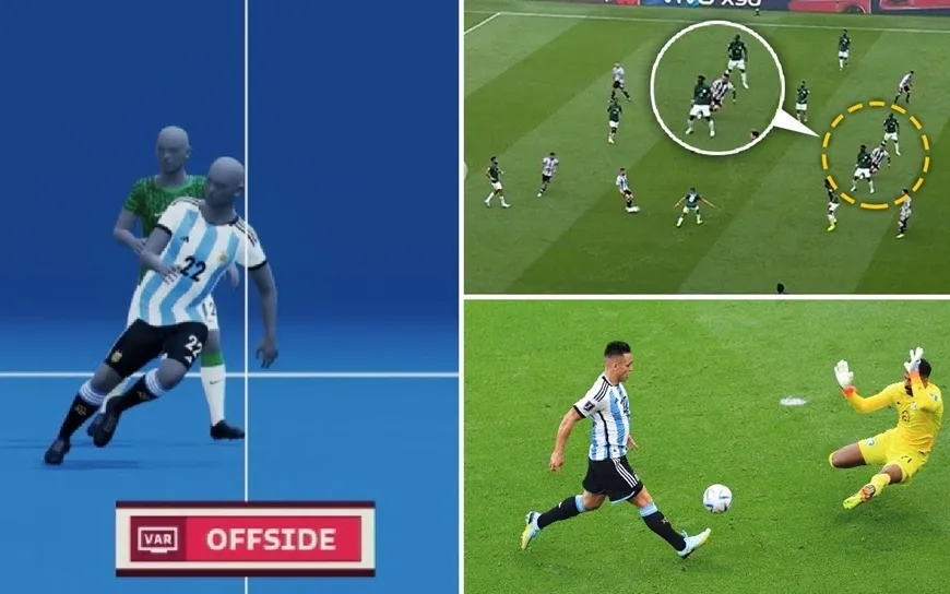 Ví dụ ứng dụng công nghệ bắt việt vị bán tự động tại World Cup 2022, trong khi V-League chưa có đầy đủ hệ thống VAR ở mọi trận
